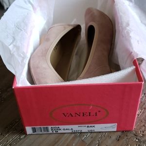 Vaneli Rose Gold Soft Glitter Suade Low Heel